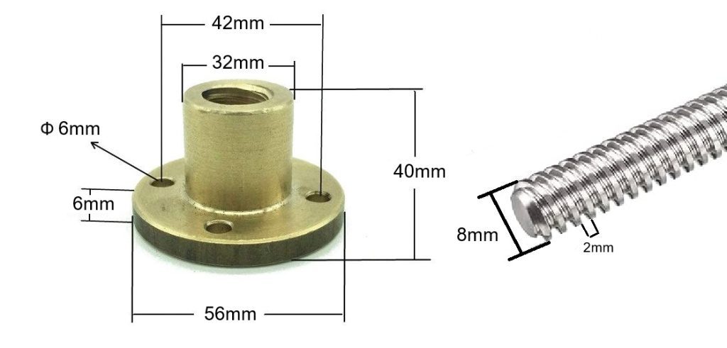 لید اسکرو گام ۲ میلیمتر با طول 47 سانتیمتر