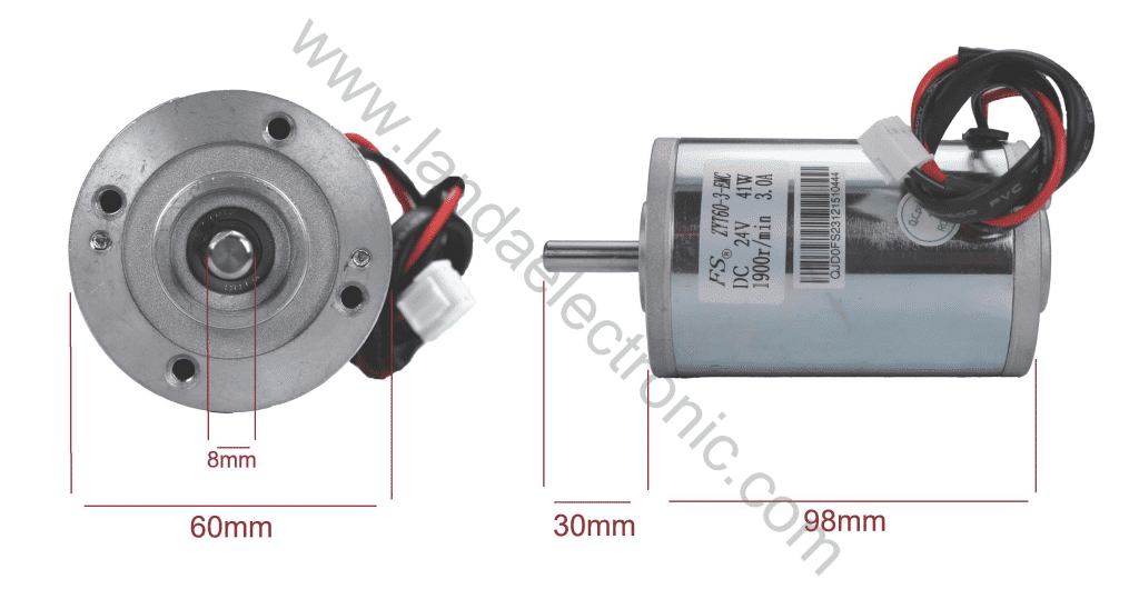 موتور دی سی 24 ولت 41 وات 1900 دور ZYT60