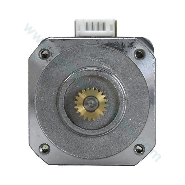 استپر موتور NEMA17 نیدک مدل KV4242-N2B008 نمای جانبی با چرخ دنده برنجی و سوکت